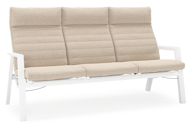 Prato loungebank in wit aluminium met beige weather+ softtouch kussen