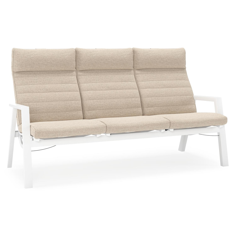 Prato loungebank in wit aluminium met beige weather+ softtouch kussen