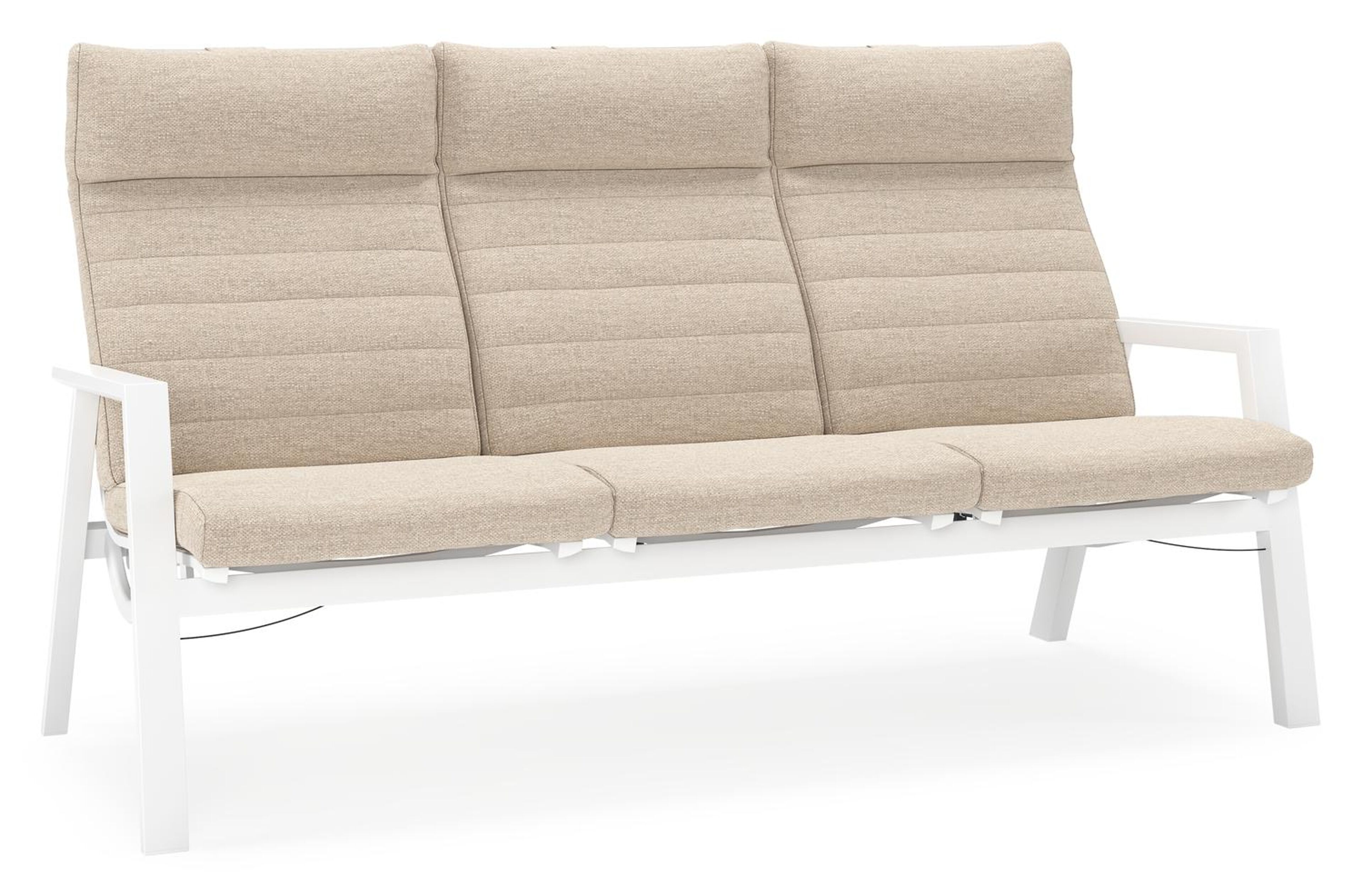 Prato loungebank in wit aluminium met beige weather+ softtouch kussen