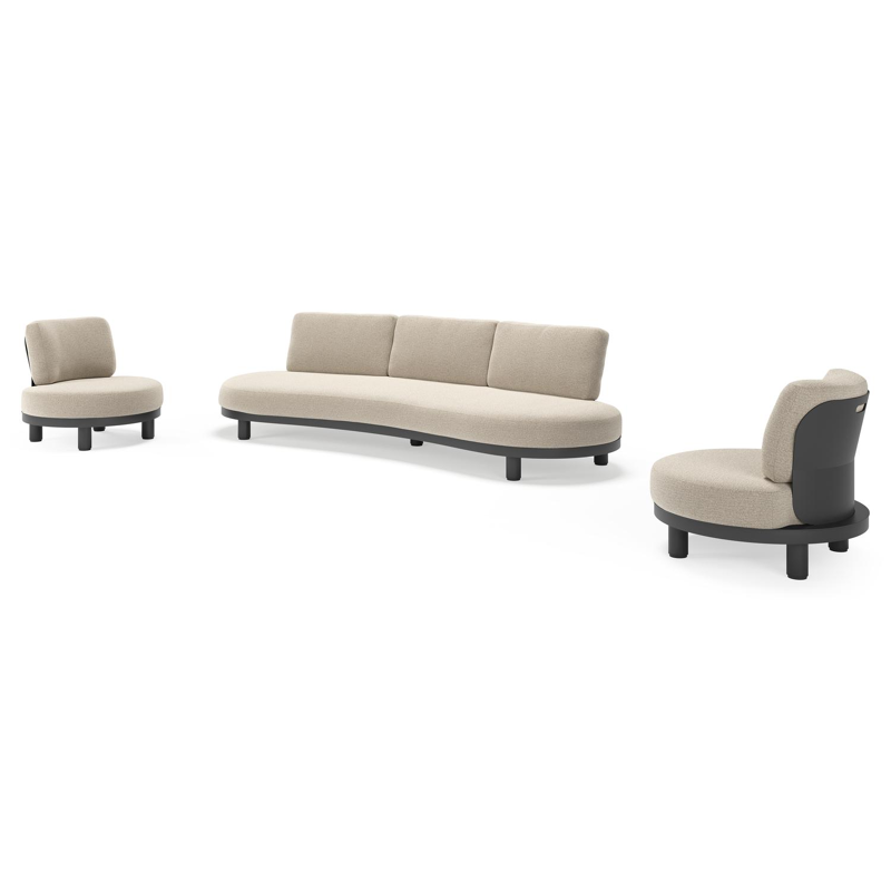Donato loungeset in zwart aluminium met All Weather Cosytica Catania Sand kussen