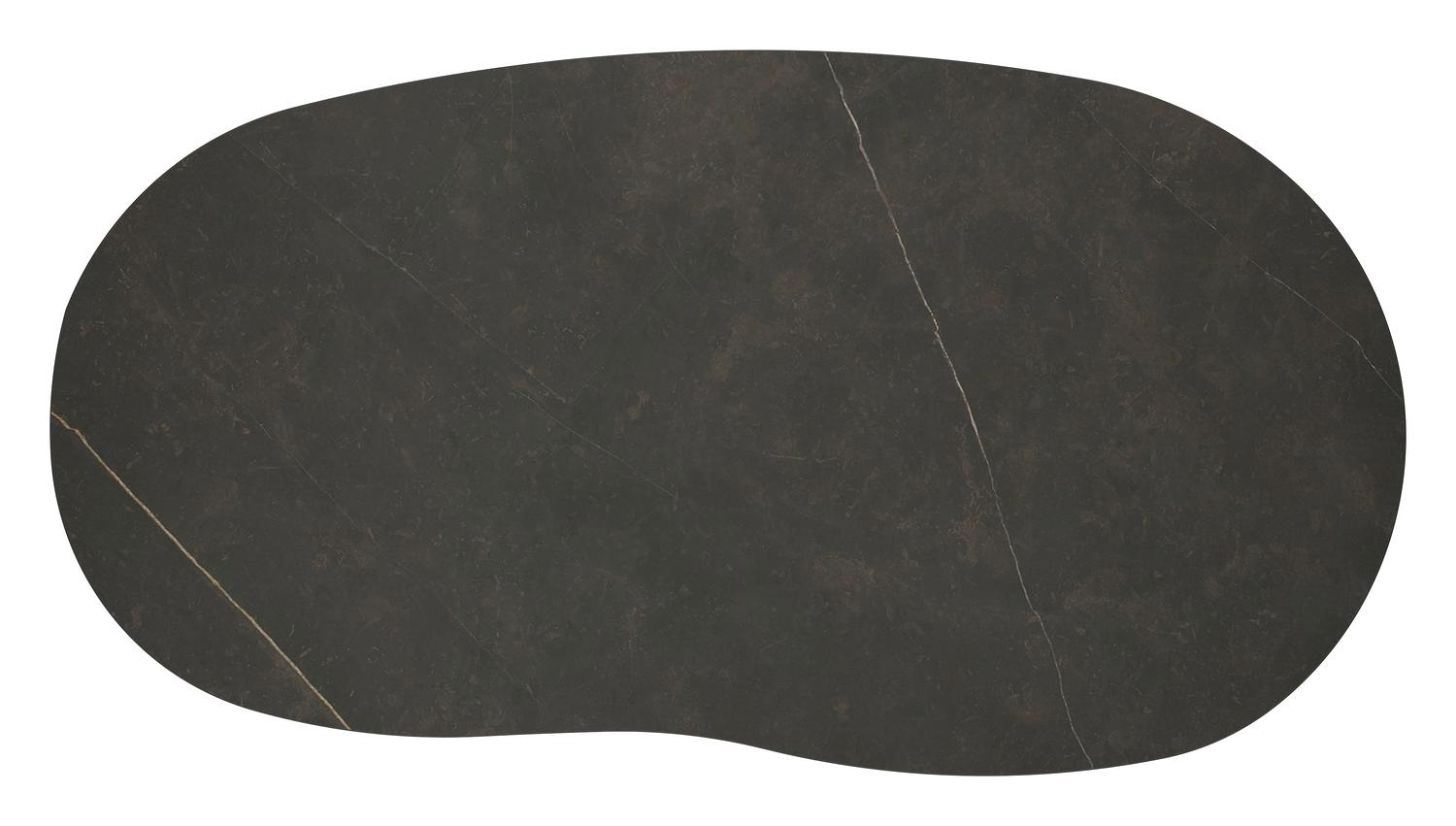 Table de basse Amico organique en aluminium blanc et céramique pleine Calatorao - Lg. 170 x Lrg. 91 x Haut. 25 cm