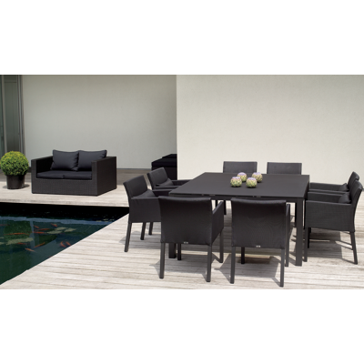 Amari 2-zit in zwart wicker met polyester kussens