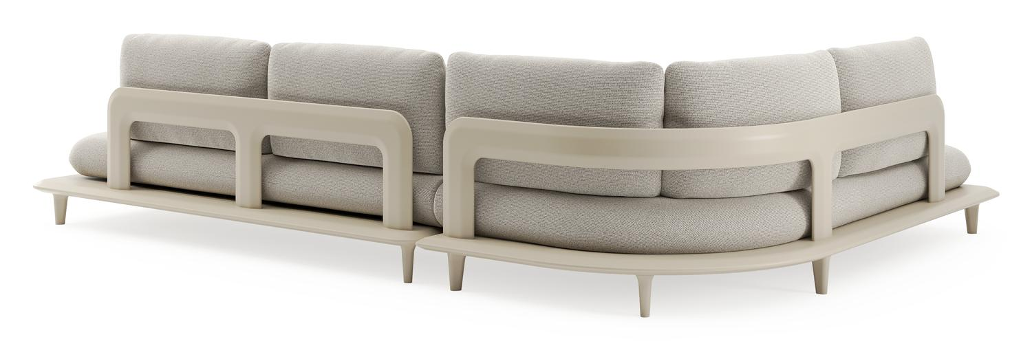 Salon de jardin d'angle Bomero en aluminium beige et coussins en all weather solica firenze sand