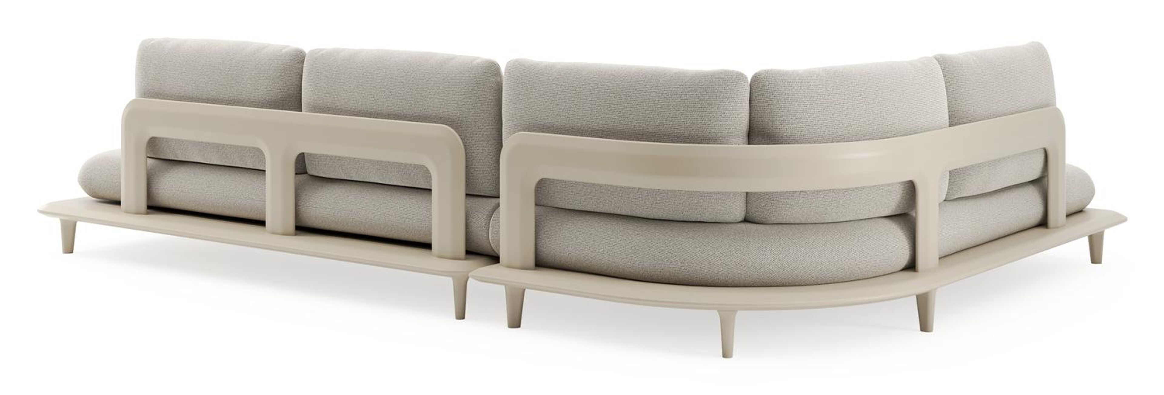 Salon de jardin d'angle Bomero en aluminium beige et coussins en all weather solica firenze sand