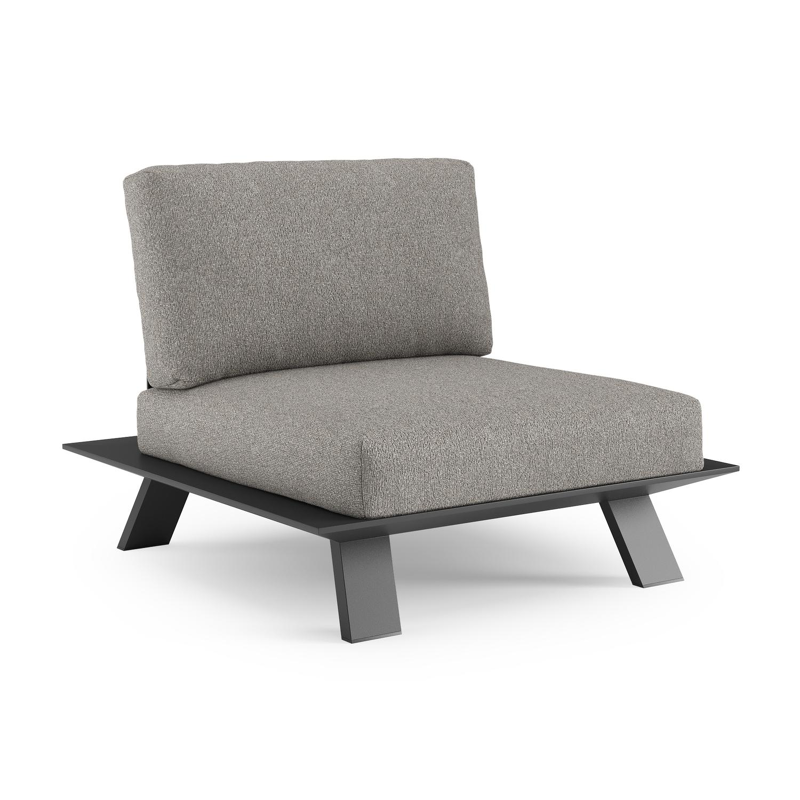 Cesano loungestoel in zwart aluminium met tundra charcoal all weather Sunbrella® luxe kussen