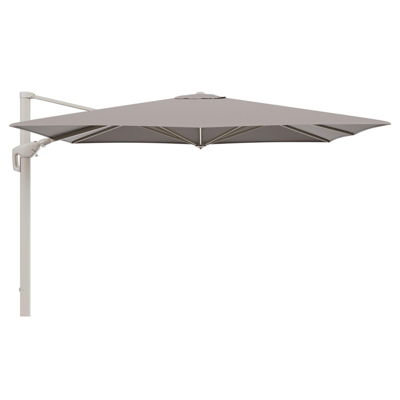 Minore zweefparasol met tiltfunctie in beige aluminium en Lopi Pepper All Weather Sunbrella® Luxe parasoldoek - L1 280 x L2 370 cm (zonder voet)