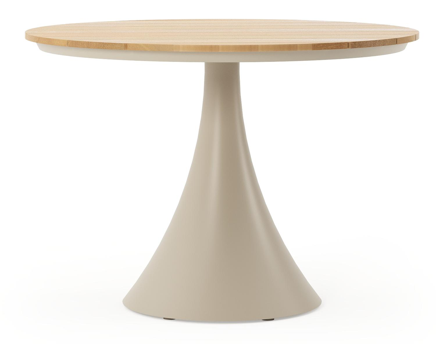 Fano tuintafel rond in beige aluminium en teak Dia. 110 x H 75 cm