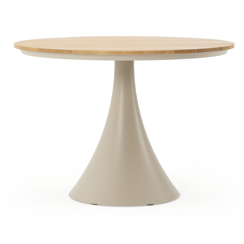 Fano tuintafel rond in beige aluminium en teak Dia. 110 x H 75 cm
