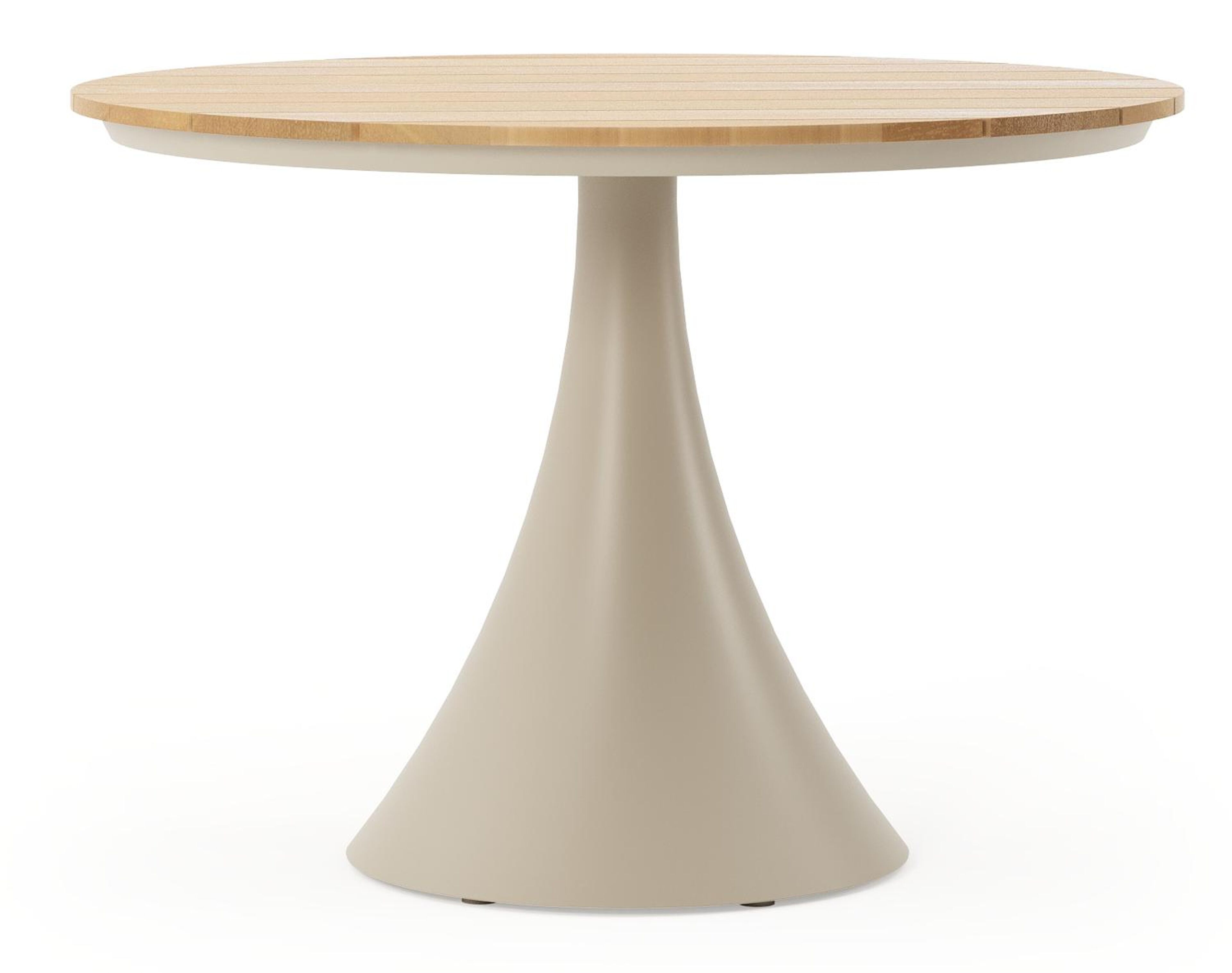 Table de jardin Fano ronde en aluminium beige et teck Diam. 110 x Haut. 75 cm