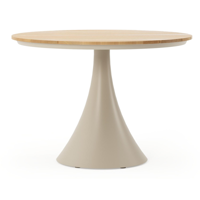 Fano tuintafel rond in beige aluminium en teak Dia. 110 x H 75 cm