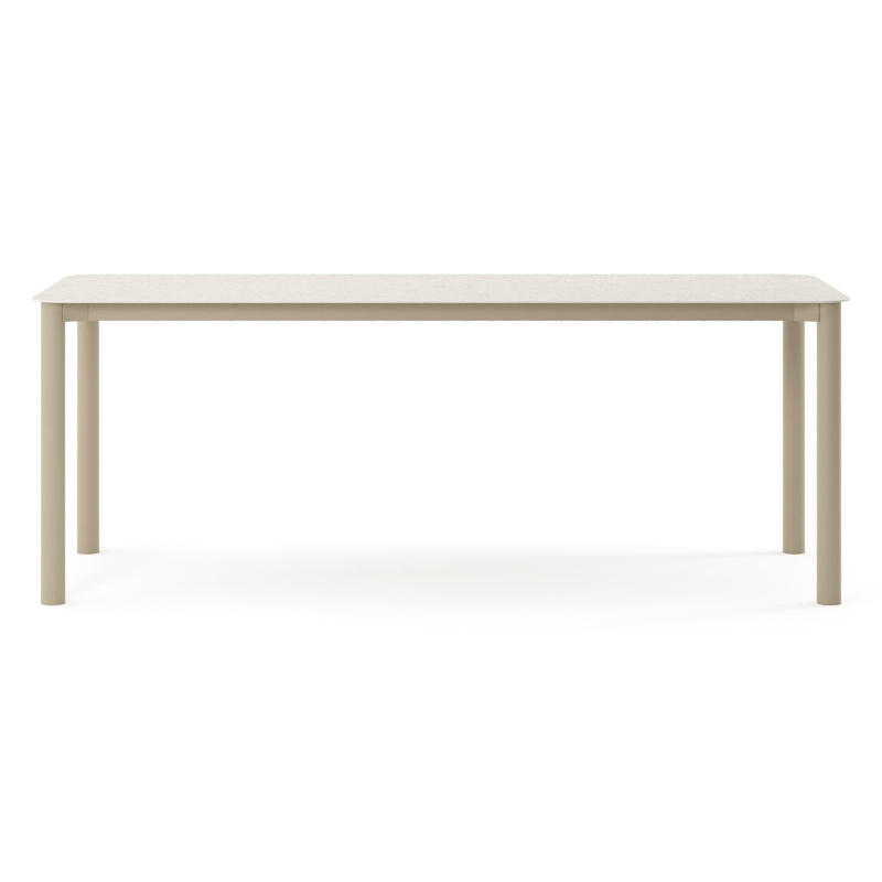 Orso tuintafel rechthoekig afgerond in beige aluminium en volkeramiek Shilin - L 200 x B 80 x H 74.5 cm