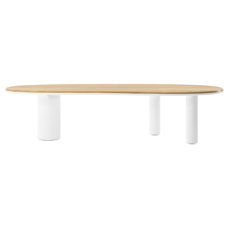 Amico tuintafel organisch in wit aluminium en teak - L 320 x B 145 x H 73.5 cm