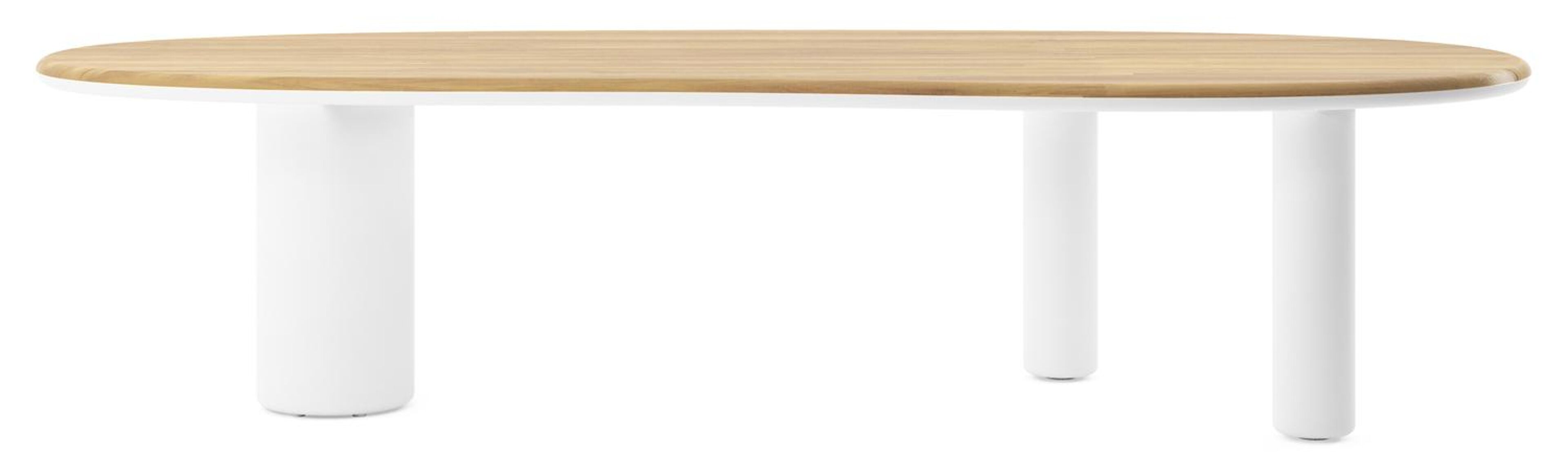 Table de jardin Amico organique en aluminium blanc et teck - Lg. 320 x Lrg. 145 x Haut. 74 cm