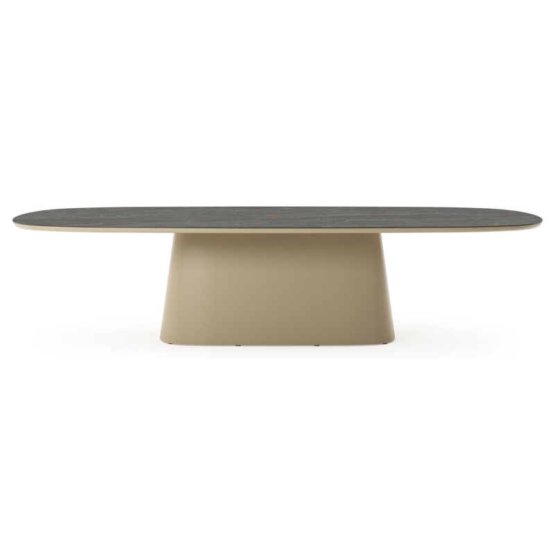 Amico tuintafel bombo xl in beige aluminium en volkeramiek Black Obsession - L 320 x B 148 x H 73.5 cm