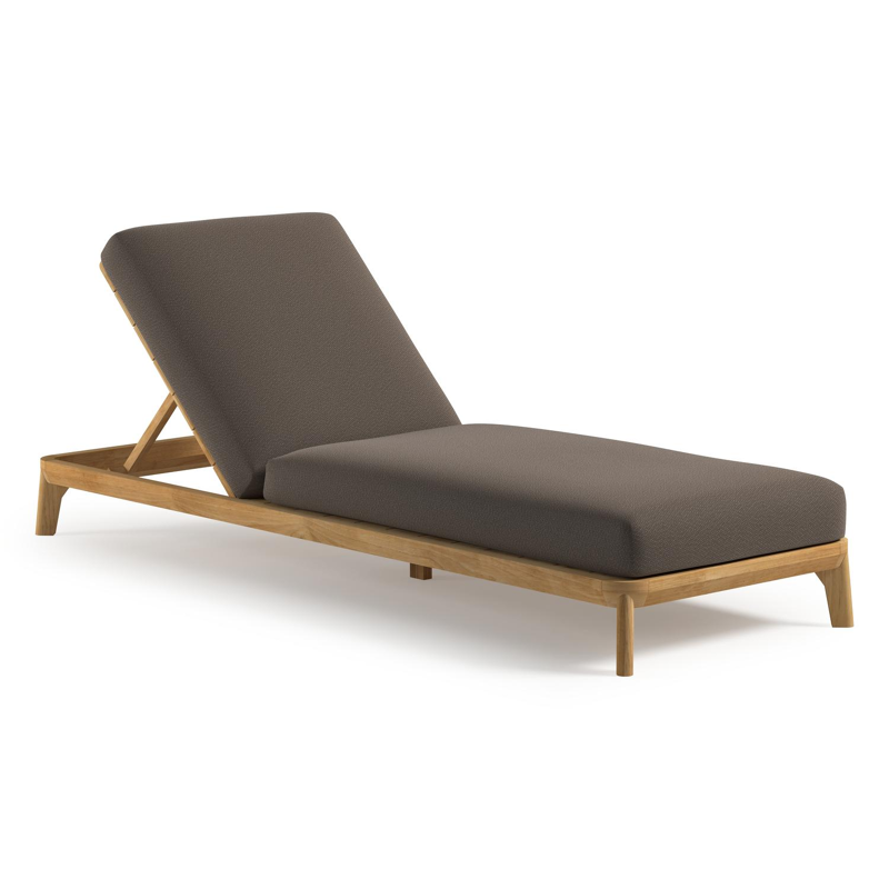 Orso verstelbaar ligbed in teak met lopi coconut all weather Sunbrella® luxe kussen