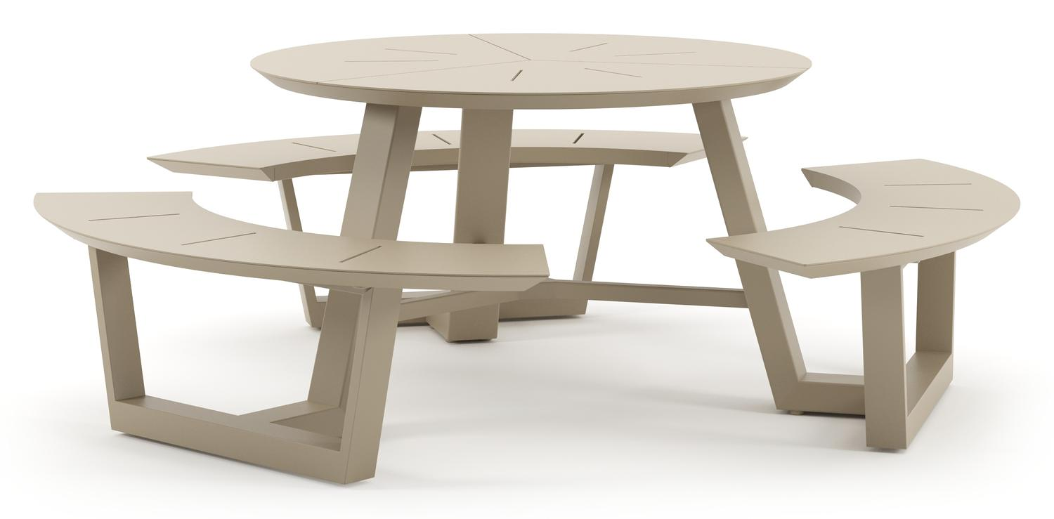 Rondino picknicktafel in beige aluminium - Dia. 207 x H. 71.5 cm