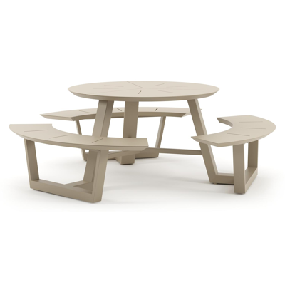 Rondino picknicktafel in beige aluminium - Dia. 207 x H. 71.5 cm