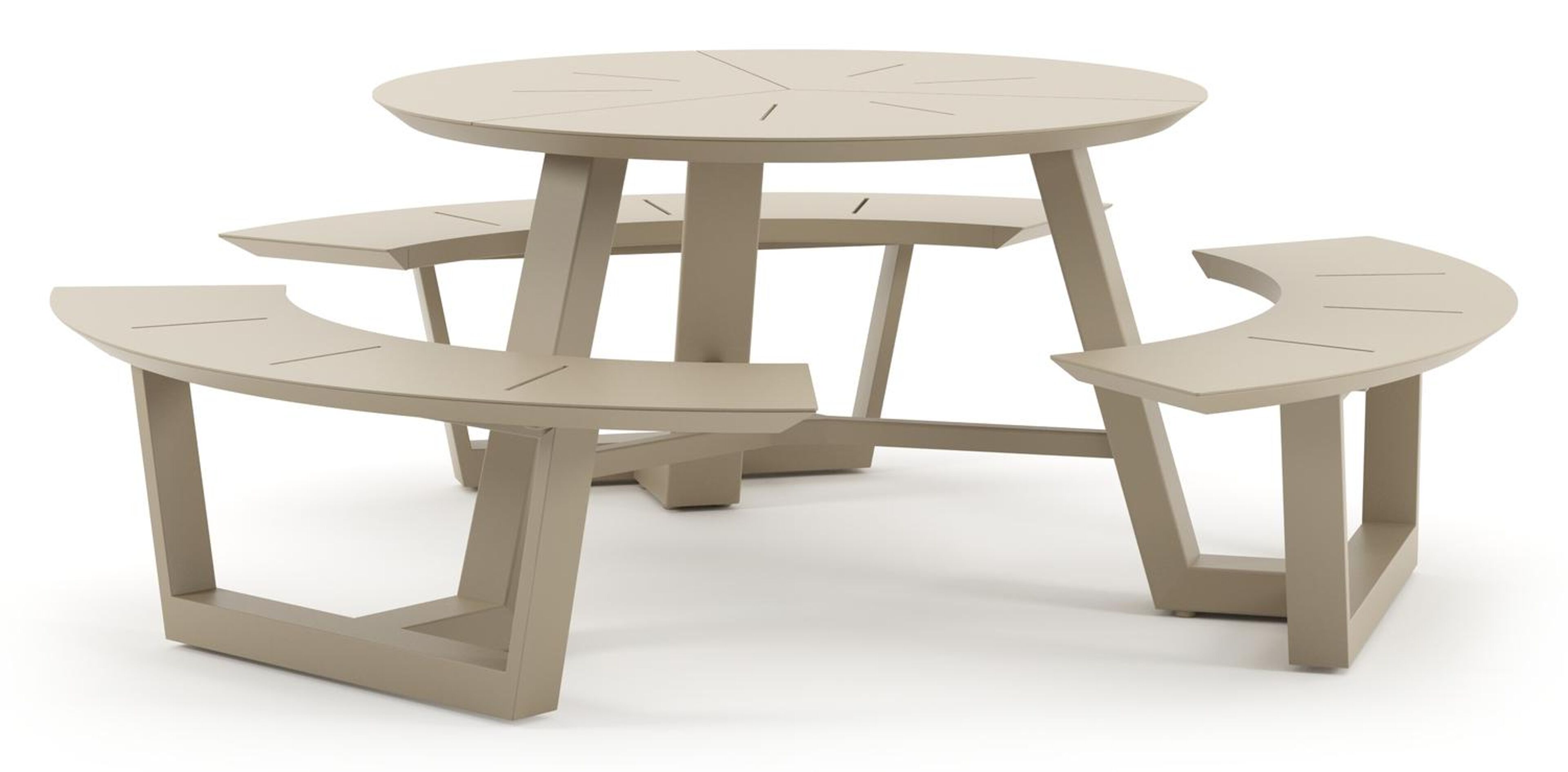 Rondino picknicktafel in beige aluminium - Dia. 207 x H. 71.5 cm