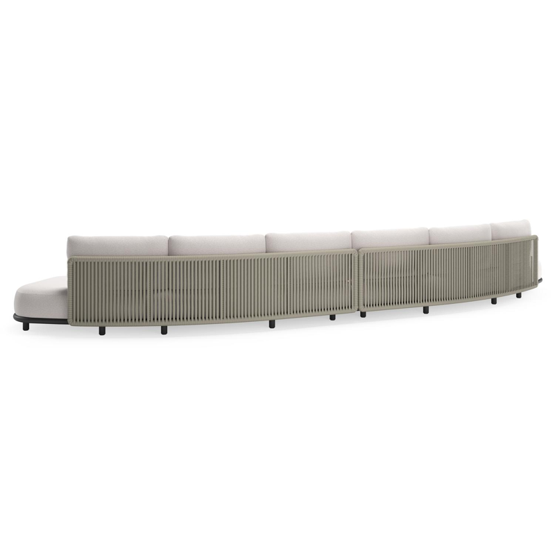Lomano loungebank in zwart aluminium en beige verticaal geweven luxe vlakke rope met Ego Eggshell all weather solica