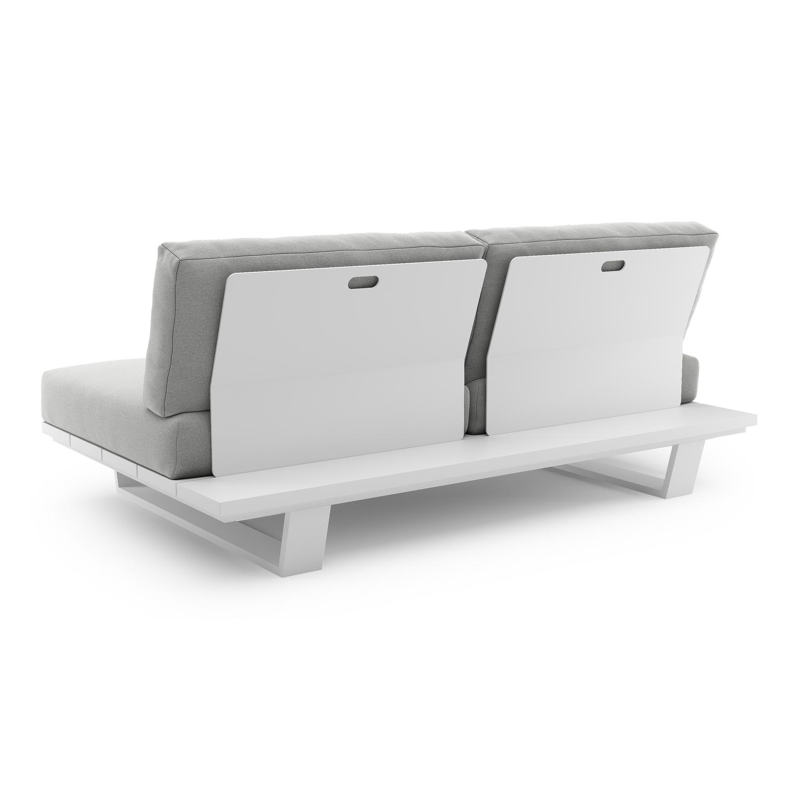 Pagino loungebank in wit aluminium met natte grey chine all weather sunbrella® luxe kussen