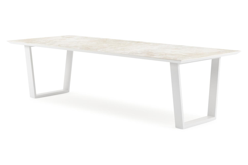 Pagino tuintafel rechthoekig in wit aluminium en volkeramiek Rapolano L 280 x B 110 cm