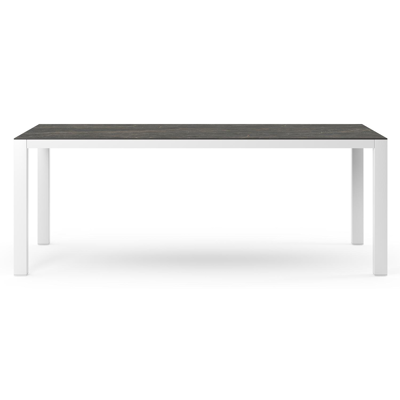 Como tuintafel in wit aluminium en volkeramiek Black Obsession - L 200 x B 100 x H 75 cm