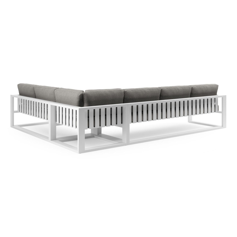 Verato loungehoek in wit aluminium met tundra charcoal all weather sunbrella® luxe kussen