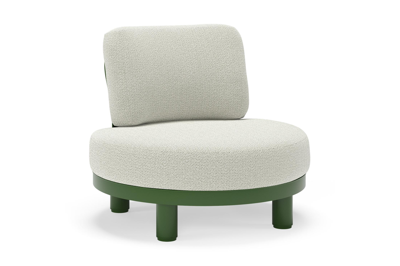 Donato loungestoel in groen aluminium met all weather sunbrella® luxe Lopi Bud kussen