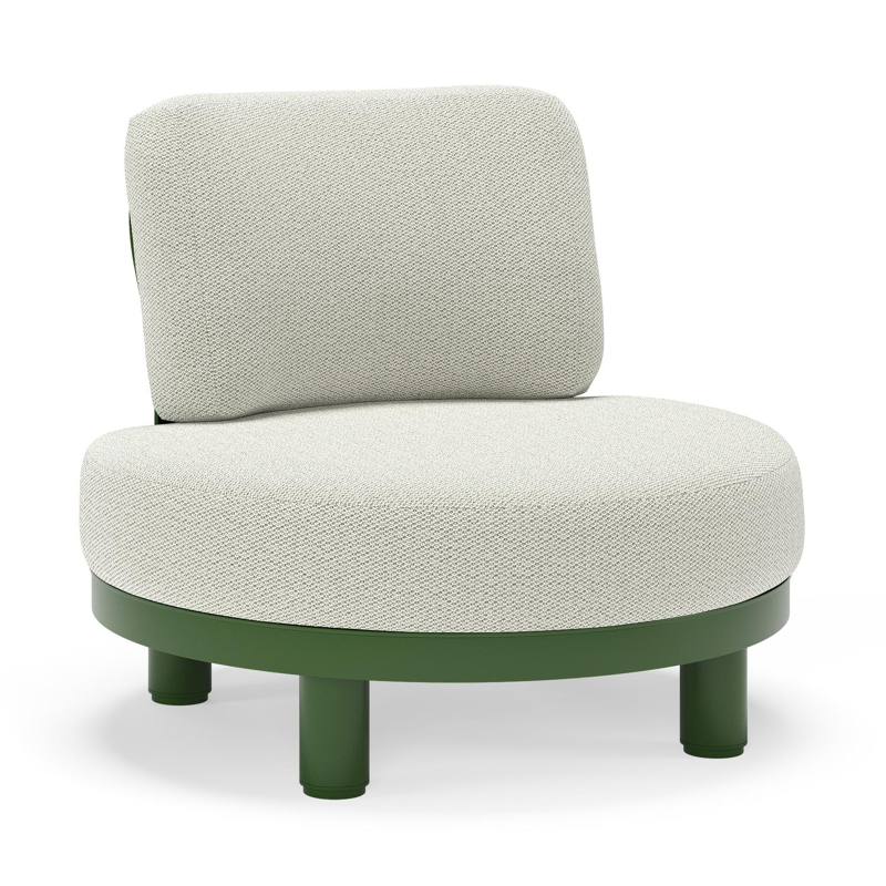 Donato loungestoel in groen aluminium met all weather sunbrella® luxe Lopi Bud kussen