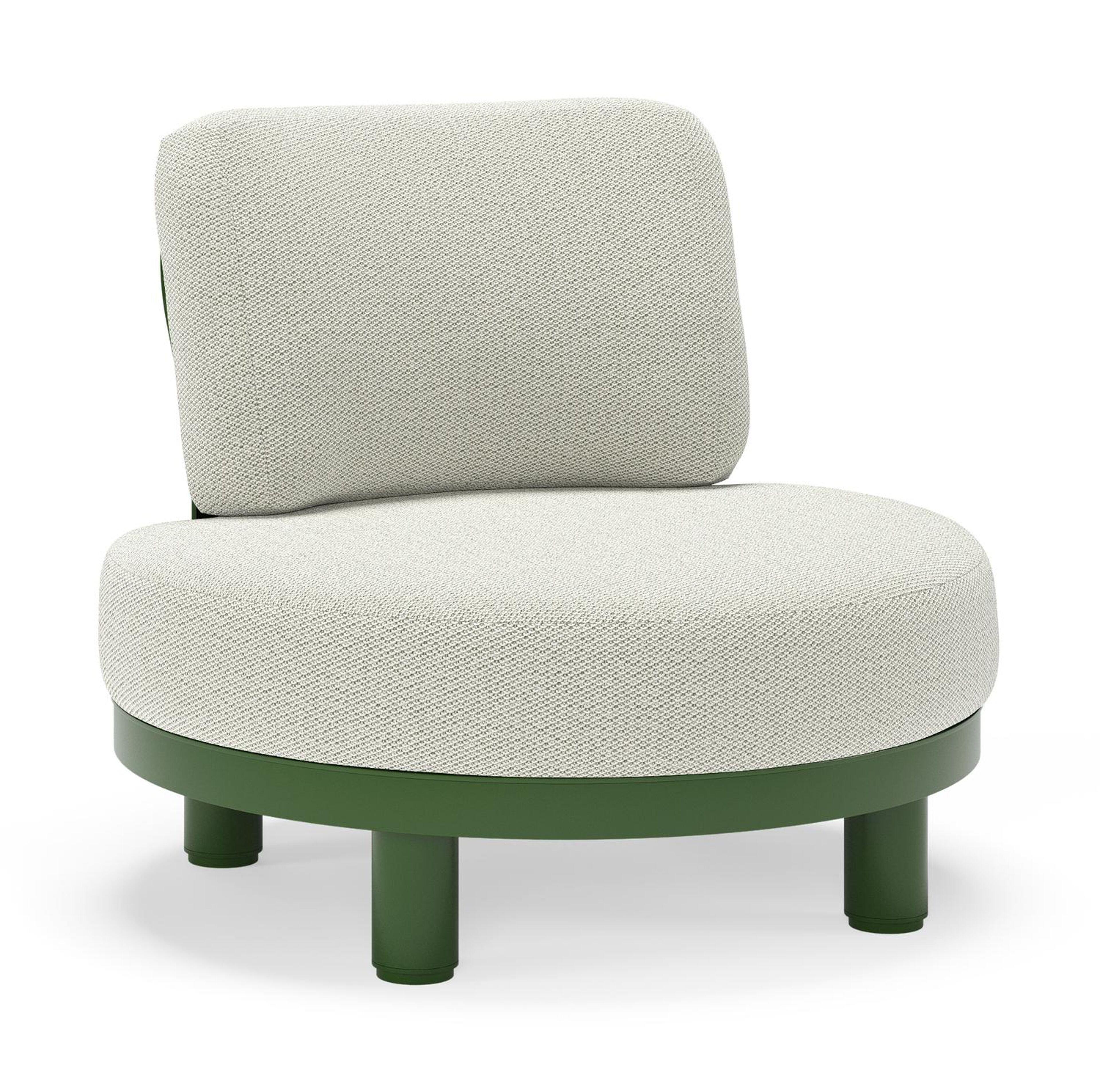 Fauteuil de jardin Donato en aluminium vert et coussins en all weather sunbrella® luxe Lopi Bud