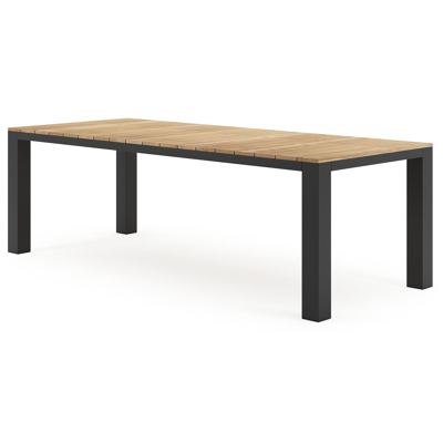 Table de jardin Nano en aluminium noir et teck - Lg 240 x Larg. 100 x H 75 cm