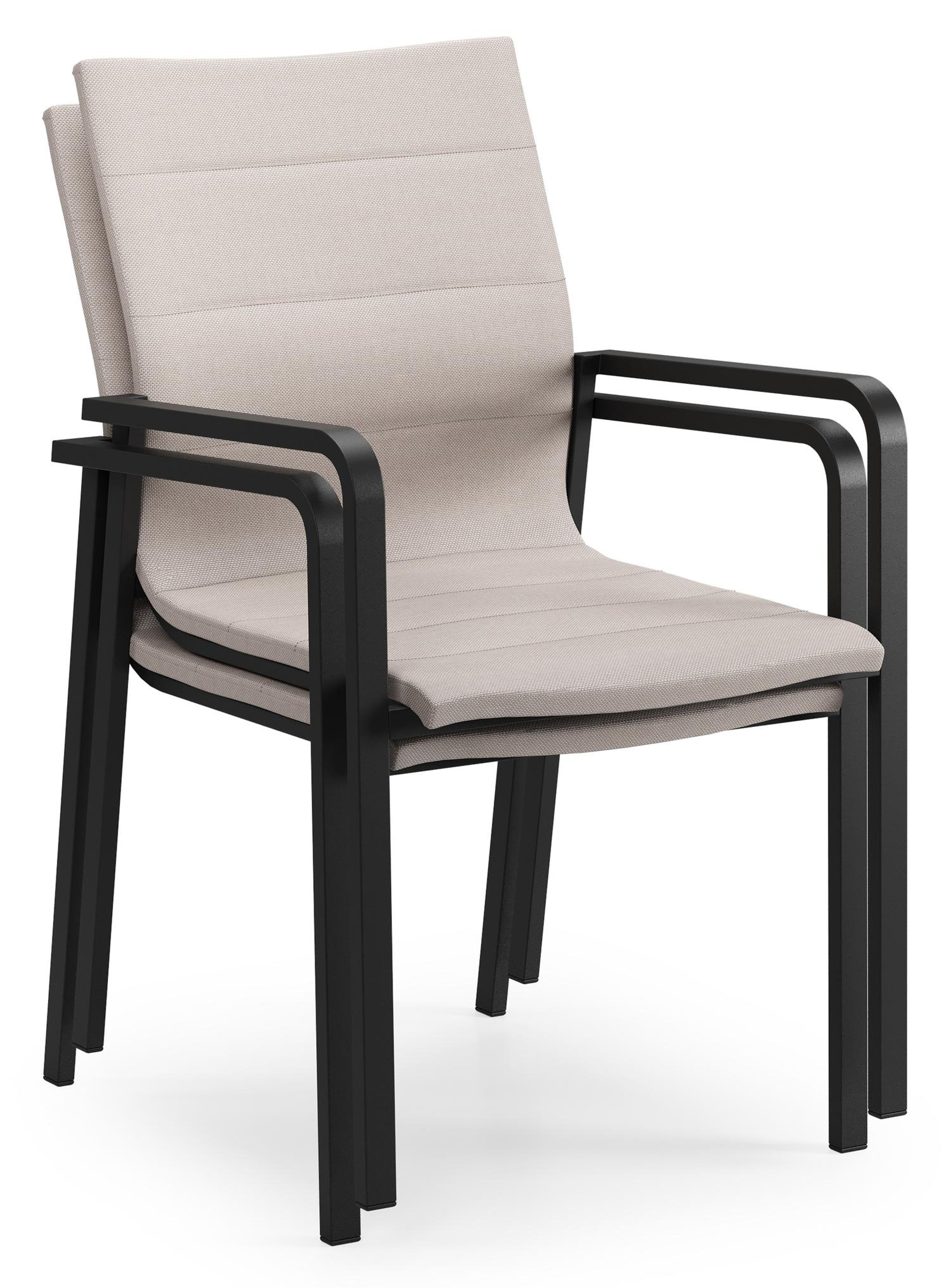 Como stapelbare tuinstoel in zwart aluminium en beige luxe textilene