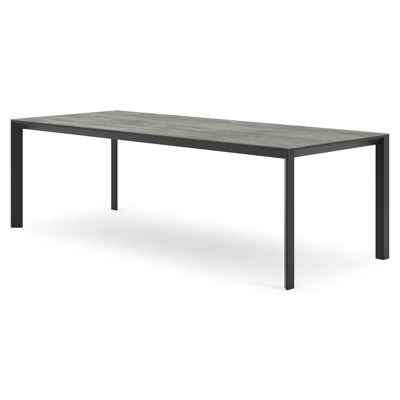 Malito tuintafel in zwart aluminium en volkeramiek aspen grey - L 240 x B 100 x H 75 cm