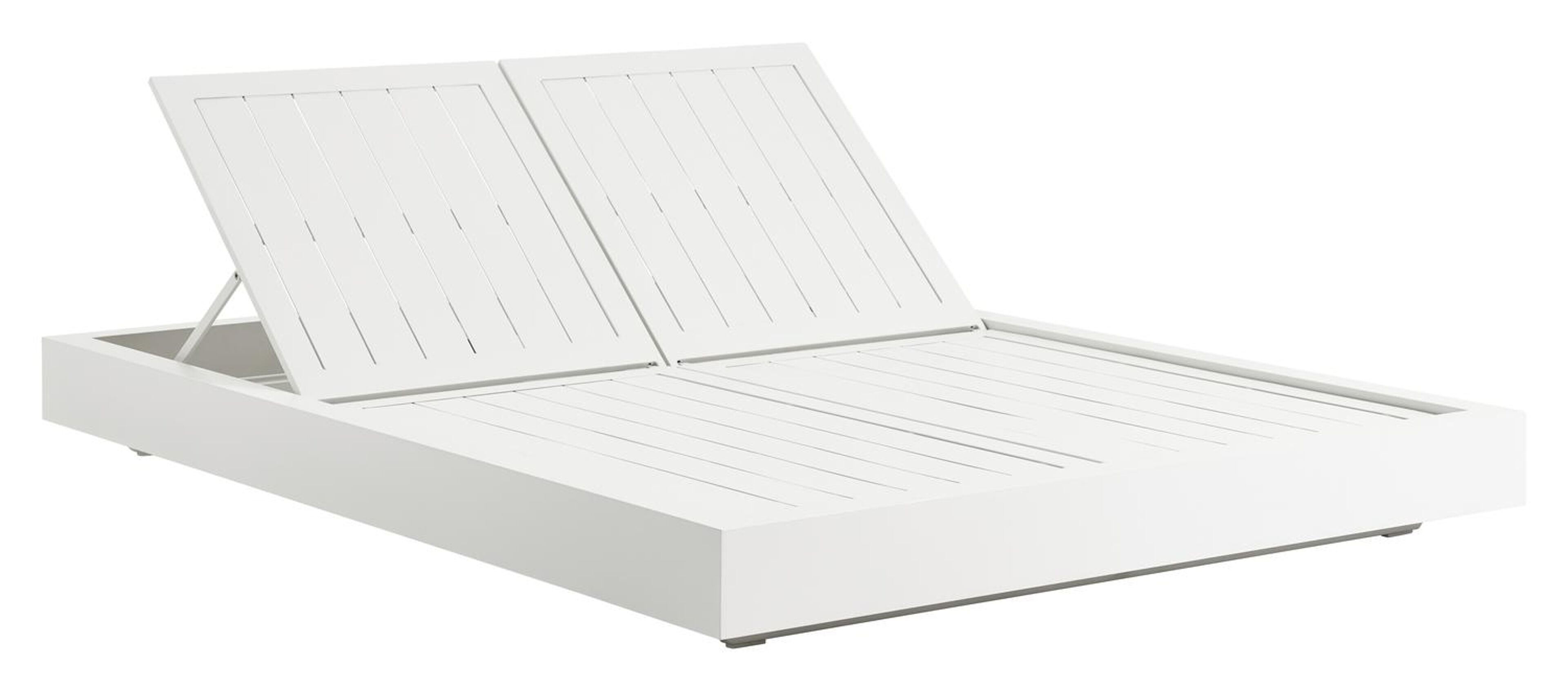 Como verstelbaar dubbel ligbed in wit aluminium met savane nimbus all weather sunbrella® luxe kussen