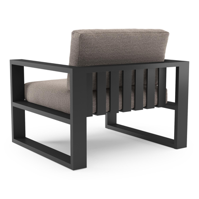 Verato loungestoel in zwart aluminium met wander granite all weather sunbrella® luxe kussen