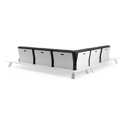 Salon de jardin d'angle Cesano en aluminium blanc et coussin en all weather Sunbrella® luxe chartres sooty