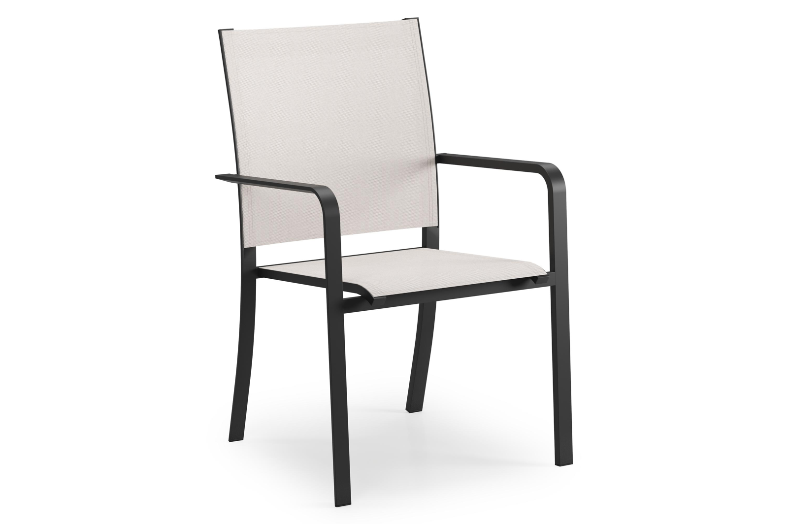 Chaise de jardin Calobra en aluminium noir et textilène simple beige