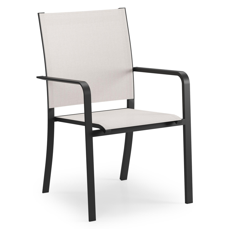 Chaise de jardin Calobra en aluminium noir et textilène simple beige