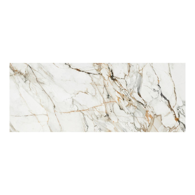 Table de jardin Atessa en aluminium blanc et céramique pleine calacatta luxe - Lg 280 x Larg. 110 x H 74,5 cm