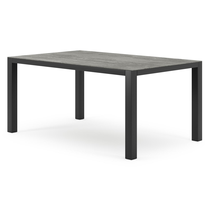 Table de jardin Como en aluminium noir et céramique pleine aspen grey - Lg 160 x Larg. 100 x H 75 cm
