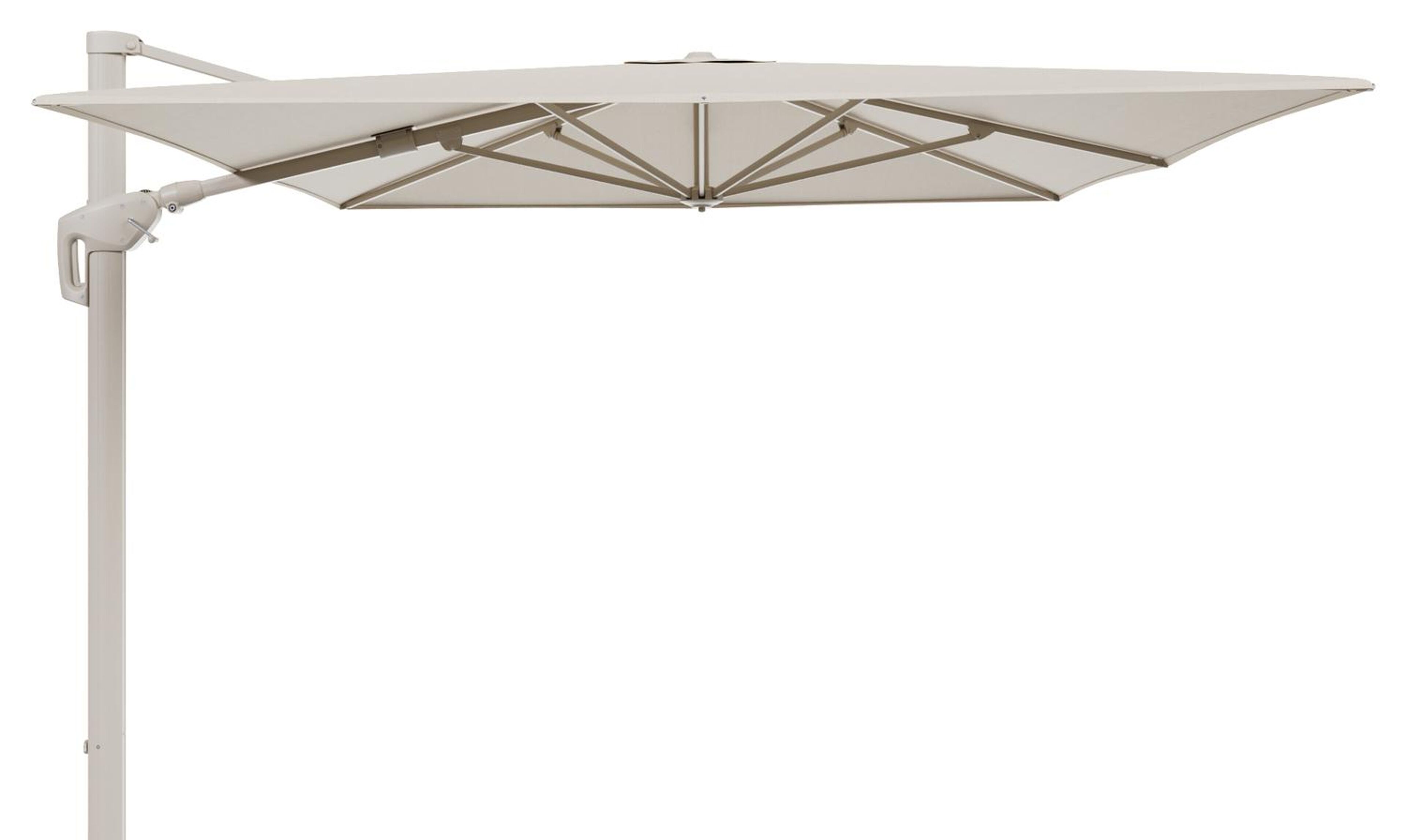 Minore zweefparasol met tiltfunctie in beige aluminium en All Weather Sunbrella Premium beige parasoldoek - L 400 x B 300 cm (zonder voet)
