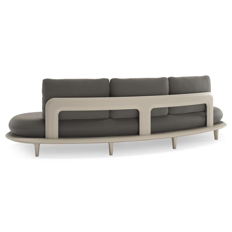 Bomero loungeset in beige aluminium met natte dark taupe all weather sunbrella® luxe kussen