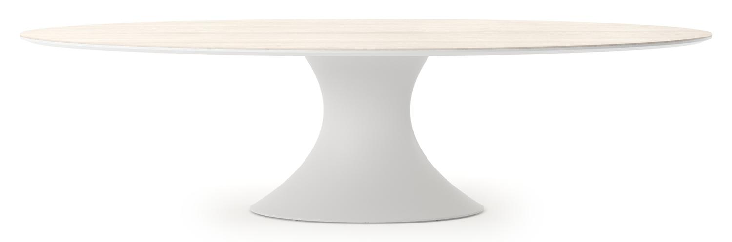 Fano tuintafel ovaal in wit aluminium en volkeramiek Travertino Bianco - L 288 x B 148 x H 75 cm