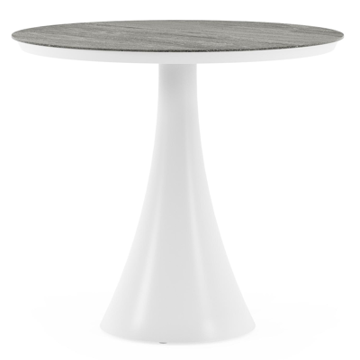 Fano tuintafel rond in wit aluminium en volkeramiek Aspen Grey - Dia. 85 x H 75 cm
