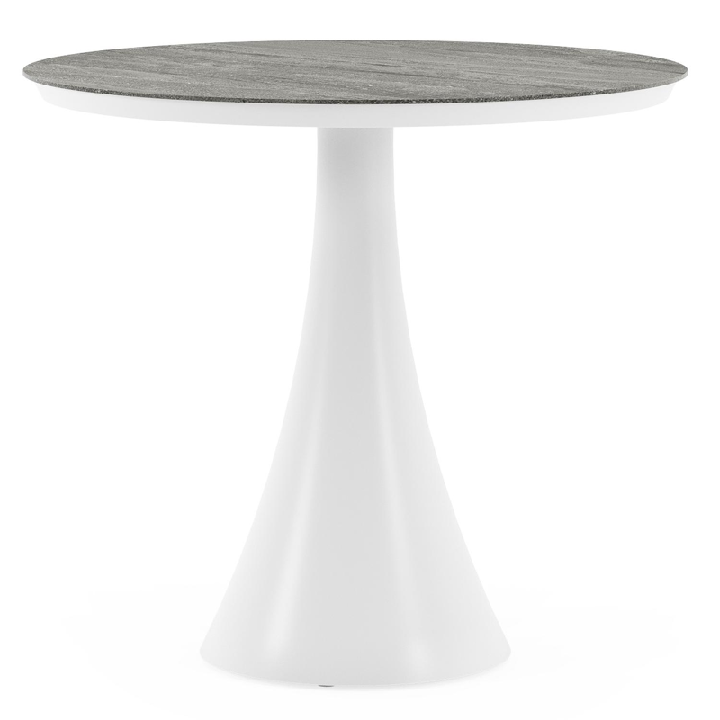 Fano tuintafel rond in wit aluminium en volkeramiek Aspen Grey - Dia. 85 x H 75 cm
