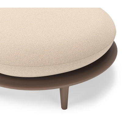 Pouf Bomero en aluminium taupe et coussin en all weather sunbrella® luxe heritage papyrus