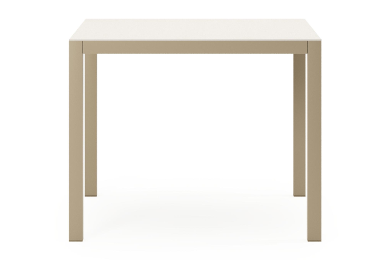 Feltro tuintafel vierkant in beige aluminium en Crema Minerale sintered stone - L 92 x B 92 x H 74.5 cm