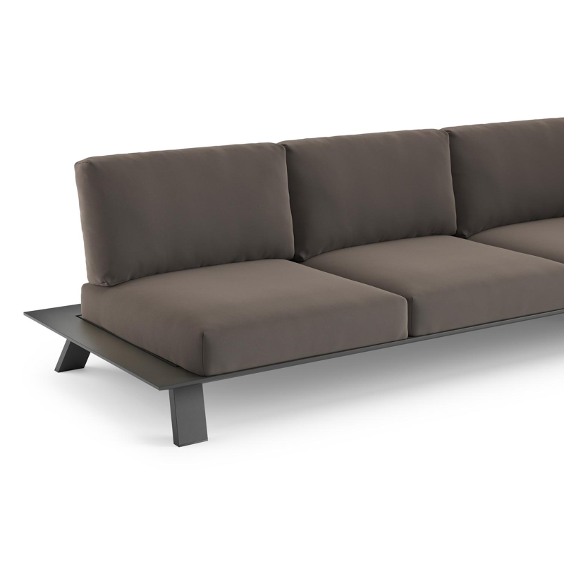 Salon de jardin Cesano en aluminium noir et coussin en all weather Sunbrella® luxe natte nature grey