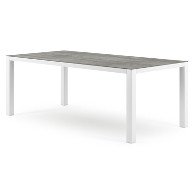 Como tuintafel in wit aluminium en volkeramiek aspen grey - L 200 x B 100 x H 75 cm