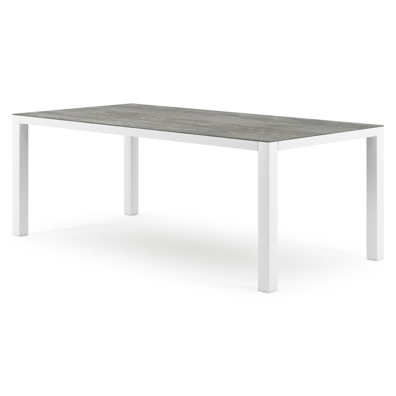 Como tuintafel in wit aluminium en volkeramiek aspen grey - L 200 x B 100 x H 75 cm